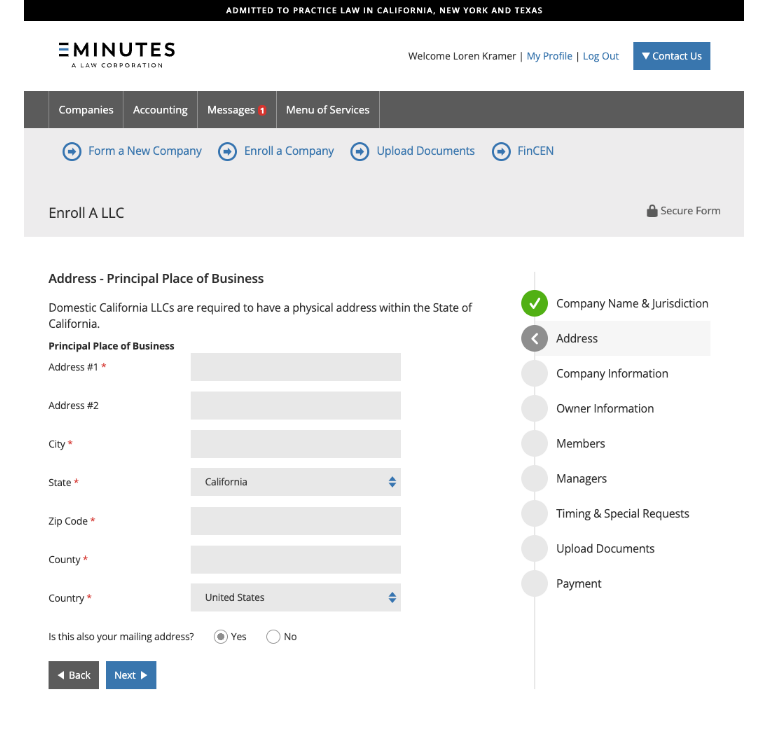 How to enroll address screen