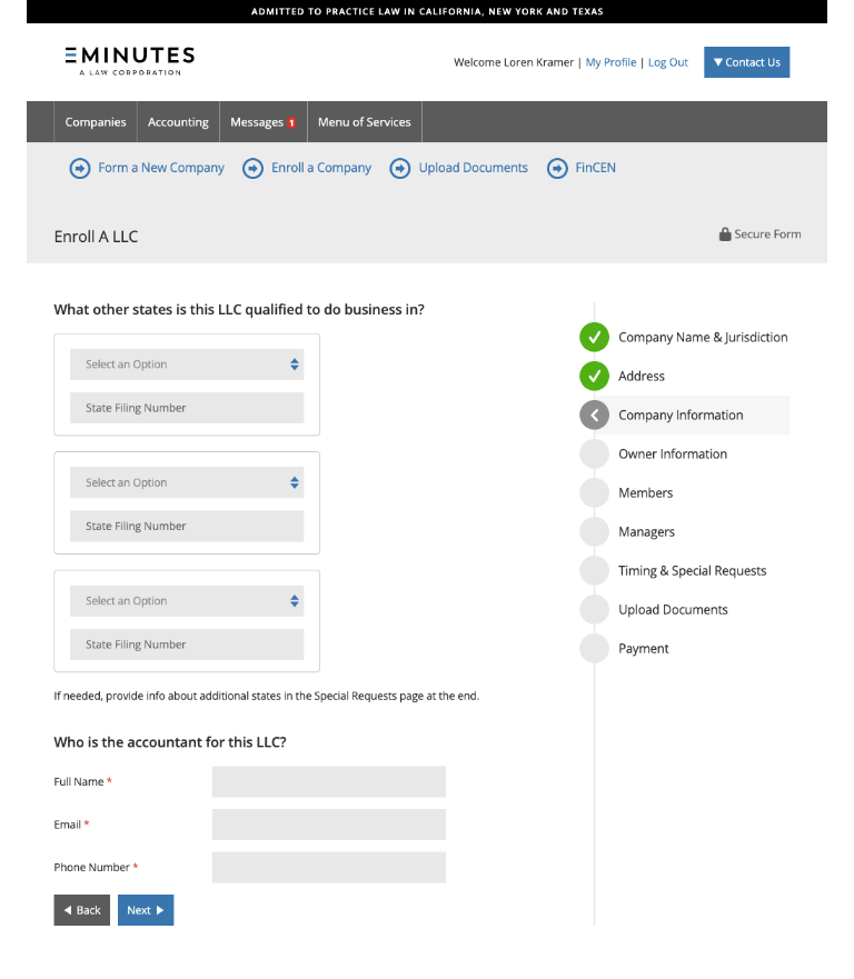 How to enroll other state and CPA screen