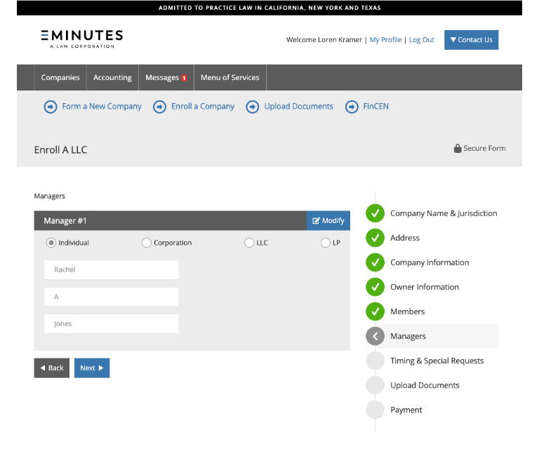 How to enroll Managers screen