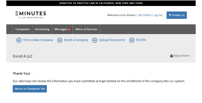 How to enroll thank you screen